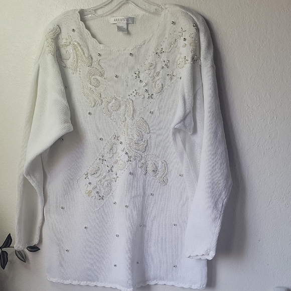 Arriviste Vintage 80's Embroidered Women's Sweater  Size L - Picture 1 of 11